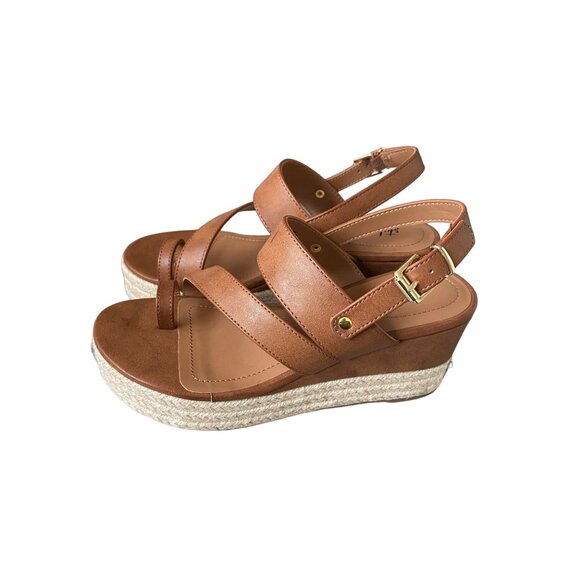 Style & Co Womens Bettyy Womens Animal Print Espadrille Wedge Sandals Cognac NIB - Picture 2 of 5